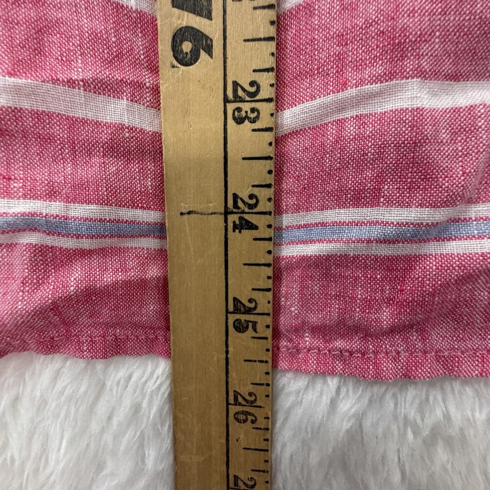 Talbots Linen Tunic Size Medium Pink White Stripe V-Neck Cap Sleeve Tunic Top - Picture 5 of 11